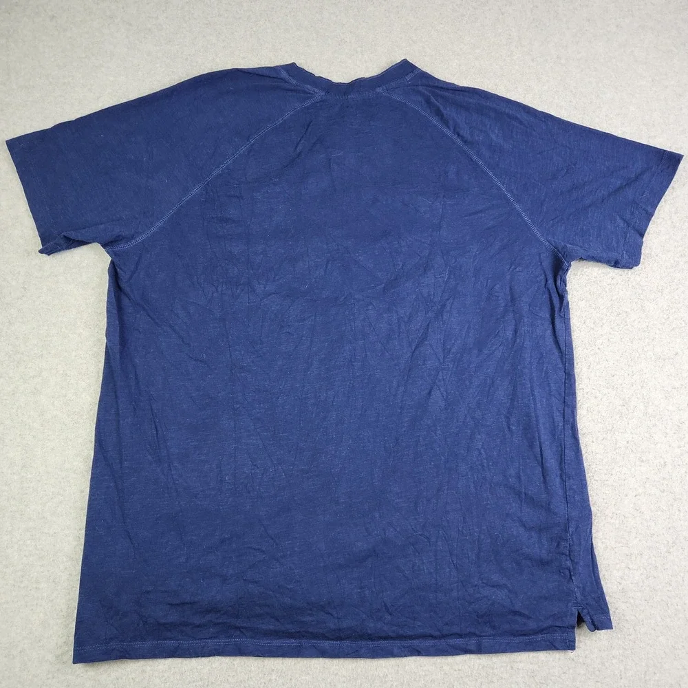 GAP Henley T Shirt Mens XXL Blue Slub Cotton Casual Side Slit Short Sleeve Tee